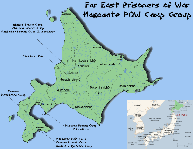 Hokkaido Map of POW Camps